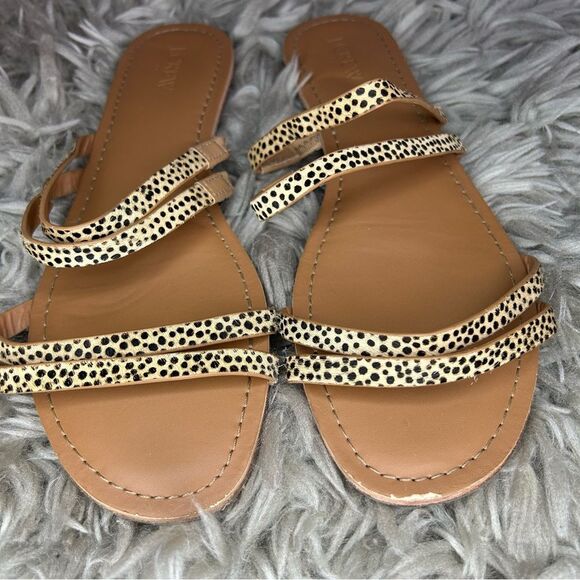 J. Crew Seaside Slide calf hair leopard print strappy sandal women’s shoe size 9 - Picture 4 of 6